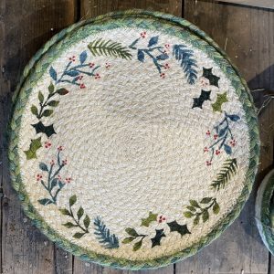 Jute Holly and Berry Placemats 12"