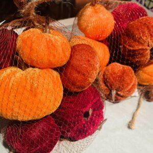 Bag of Velevety Pumpkins in Autumnal Colours