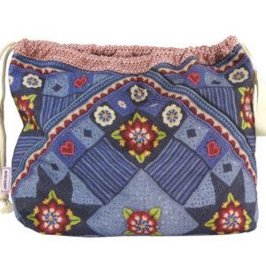 Cotton Drawstring Bag/ Patchwork Design