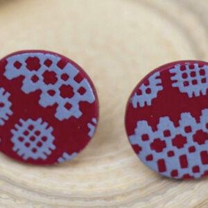 Tapestry Design Stud earrings - Deep Red