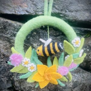 Hand Made Floral Felt Wreath with Bee