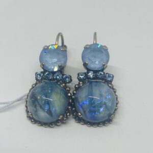 Dimitriadis Marbly Blue Polished Stone with Swarovski Crystals