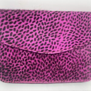 Recycled Leather and Hot Pink Faux Fur Bag