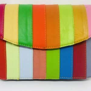 Rainbow Recycled Striped Leather Bag / Cream