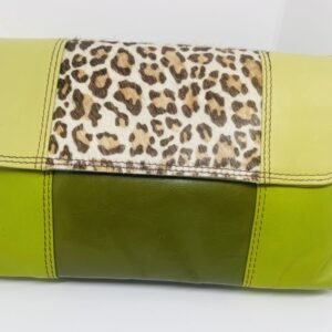 Recycled Leather & Faux Fur Handbag - Greens / Cheetah