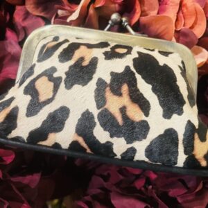 Cheetah Faux Fur & Leather Clasp Purse