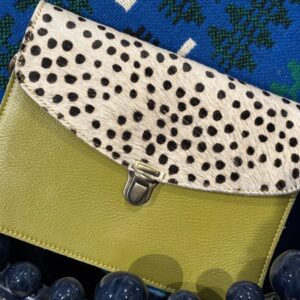 Mila Zesty Spot Leather & Faux Fur Bag Pistachio