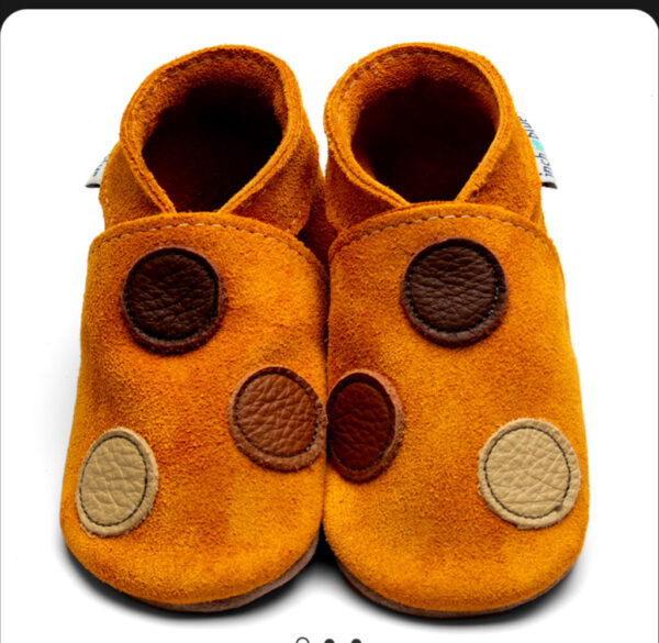 Inch Blue 'Spots Tan Suede' Leather Shoes 12-18 m (L)