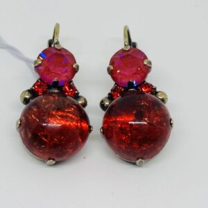Dimitriadis Red Crystal & Polished Stone Drop