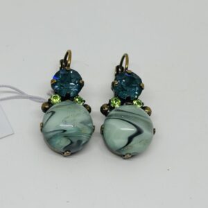 Dimitriadis Grey Marble, Teal&Mint Crystal Earring Drops