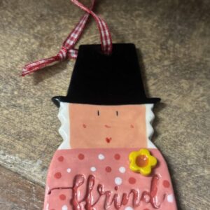 Ladi Gymreig Cerameg 'Ffrind' (Pinc)