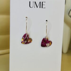 Recycled Mini Tin Heart Earrings (Red, Gold, Floral)