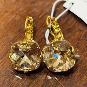 Dimitriadis Gold & Crystal Drop Earrings/ Pale Amber/ Citrine