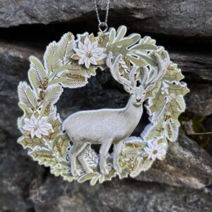 Small Wooden Stag Wreath Decoration